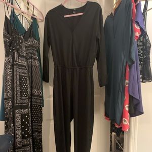 H&M longsleeve black vneck jumpsuit